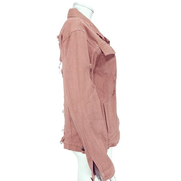 Boohoo Blush Long Sleeve Jacket UK 10 Button Pockets Cotton Blend - Picture 2 of 5